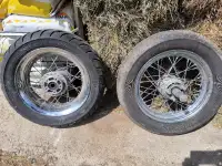 Harley Davidson Chrome Spoked Wheels with Dunlop Tires