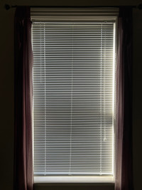 2 Custom made Venetian blinds: 38 1/2 inches x 74 inches. 