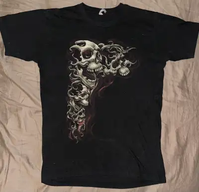 Y2K Grunge Style Skulls Shirt - Large, View more