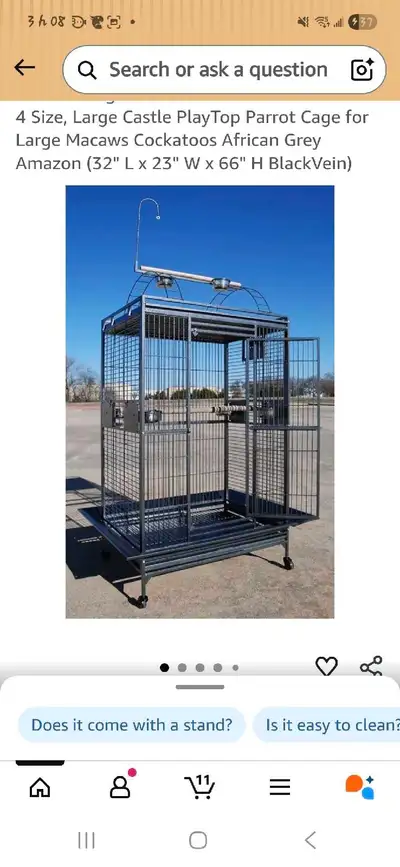 cage a perroquets 5' 1/2 haut x40 " avec perchoir jeu , View more