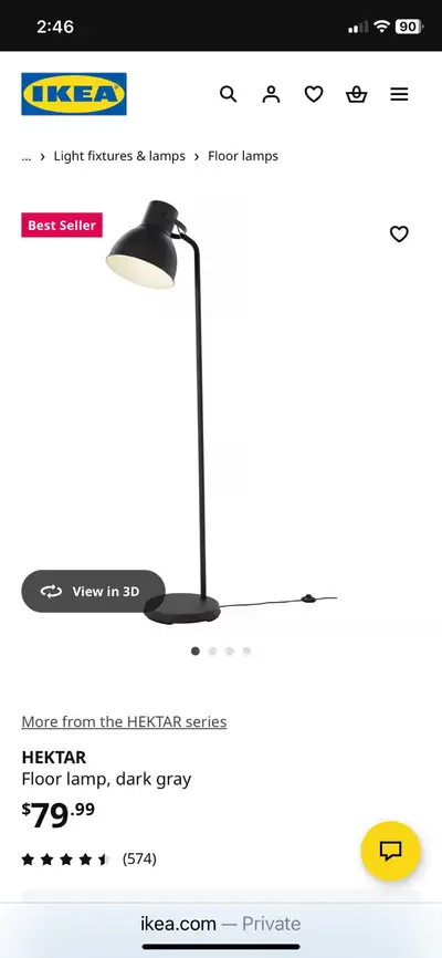IKEA HEKTAR floor lamp, used, View more