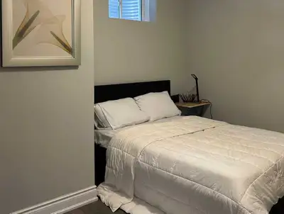 Furnished bedroom available in luxurious, bright high-end basement in King City. Large windows with...