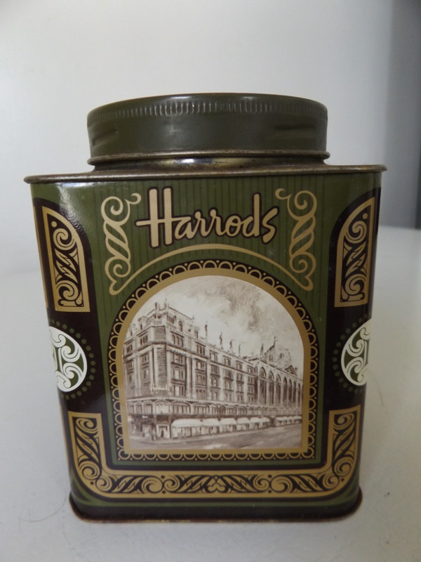 ORIGINAL VINTAGE ANTIQUE HARRODS TEA TIN BOX LONDON ENGLAND dans Art et objets de collection  à Région d’Oakville/Halton