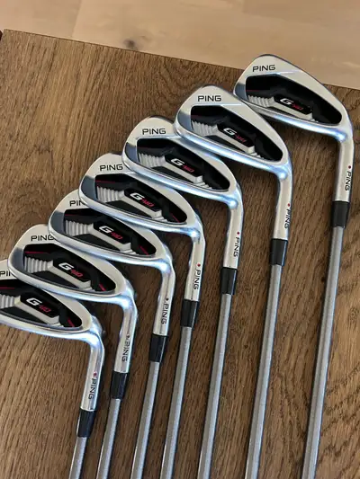 Selling my PING G410 right handed stiff flex iron set. G410 irons 5,6,7,8,9.PW,UW. Red Dot. Shafts a...