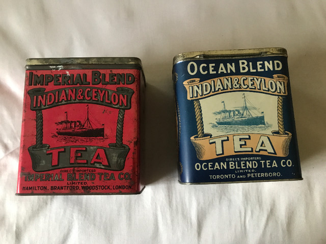 Ocean & Imperial Blend Tea Tins $50.00 each. Great condition in Arts & Collectibles in Charlottetown - Image 4