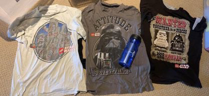 STAR WARS SIZE 10/12 2 SHORT SLEEVE LEGO 1 LONG SLEEVE 1 WATER in Kids & Youth in Peterborough