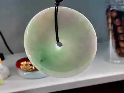 Stunning Old Stock Handcrafted Jadeite Jade Huge Lucky Button, View more