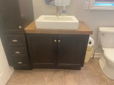 Bathroom being remodelled so I have this Deslauriers cabinetry and sink/faucet combo available. Sink...