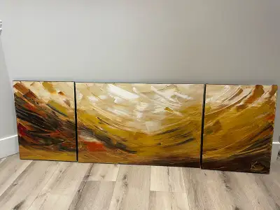 Add a touch of modern elegance to your home with this original abstract canvas art piece by Lena Kar...