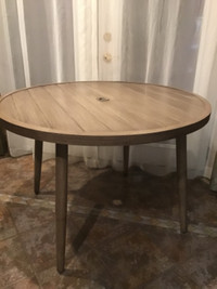 Metal Woodgrain Patio Dining Table, unused