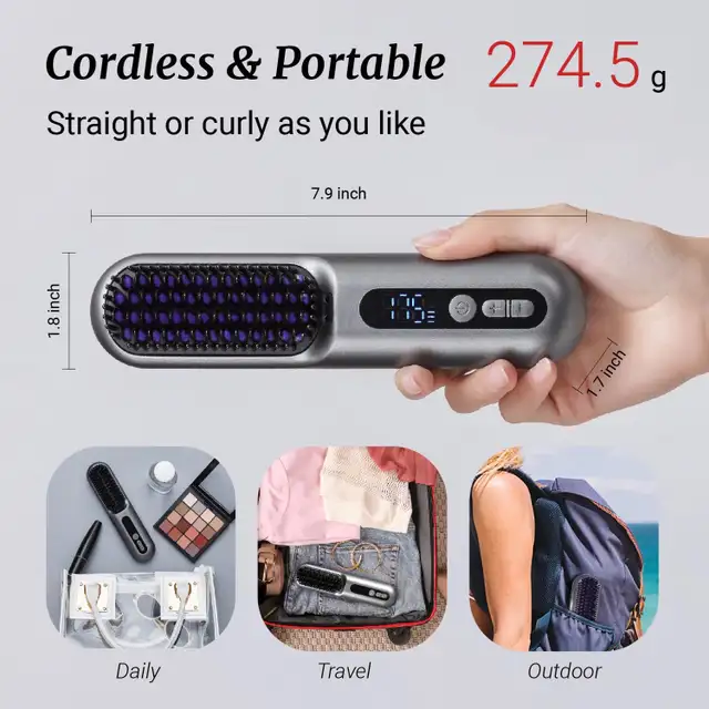 LOWRA ROUGE Cordless 2 in 1 Hair Straightener Brush, in Arts & Collectibles in City of Toronto - Image 5