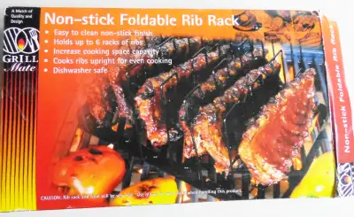 NEW ! GRILL MATE NON- STICK FOLDABLE RIB RACK, View more
