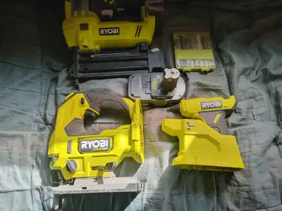 Ryobi cordless jig saw with blades. cordless nailer, glue, View more