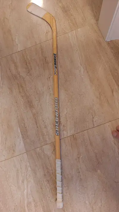 Sherwood 47" wood hockey stick. flat blade., View more