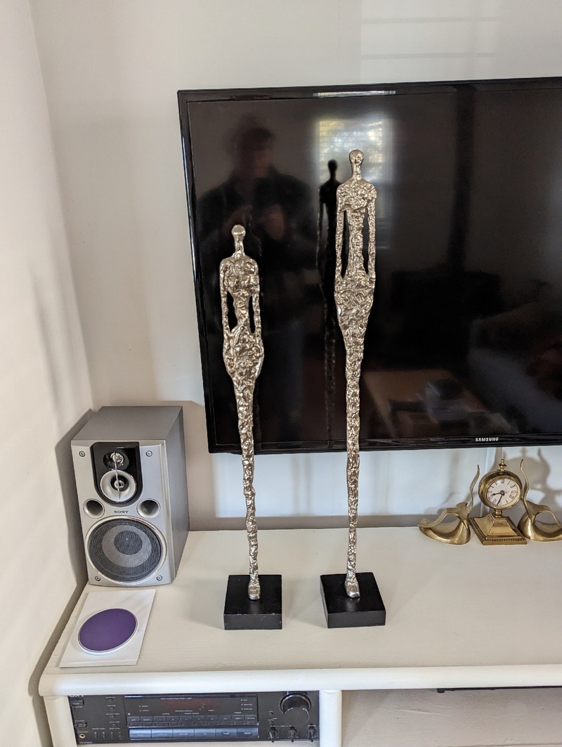 2 grandes statues en métal chromé Madame et Monsieur Art et objets de