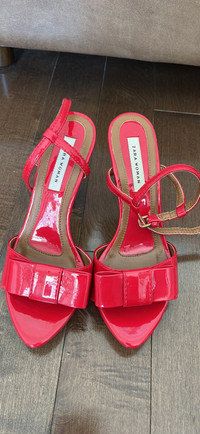 Zara bow red high heel sandal size 36