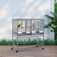 Large Double Rolling Metal Bird Cage Bird House w/ Removable Tra