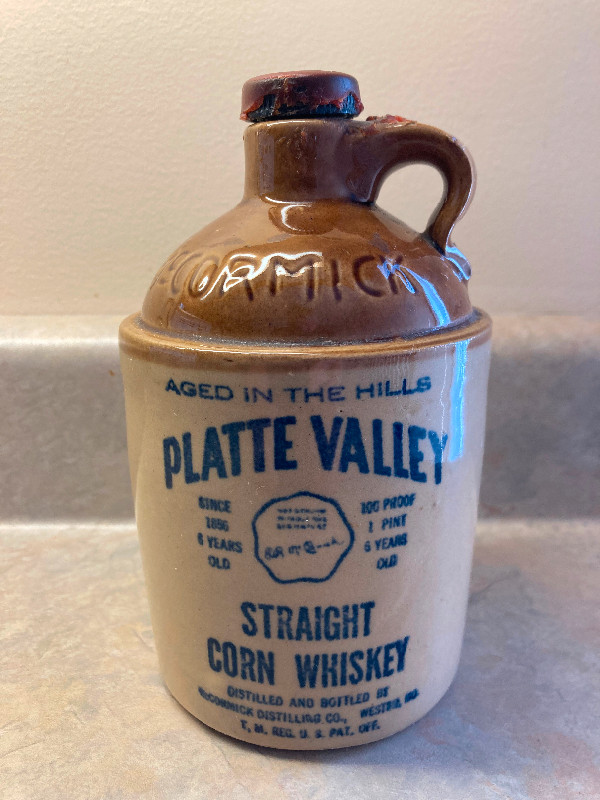 Vintage McCormick Plate Valley Straight Corn Whiskey Jug 1 pint. in Arts & Collectibles in London