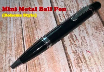 Mini Metal Ball Pen(NEW) MB-Boheme Style Ball Pen; Colour-Black; with Black Refill Size-4.5" / 112mm...