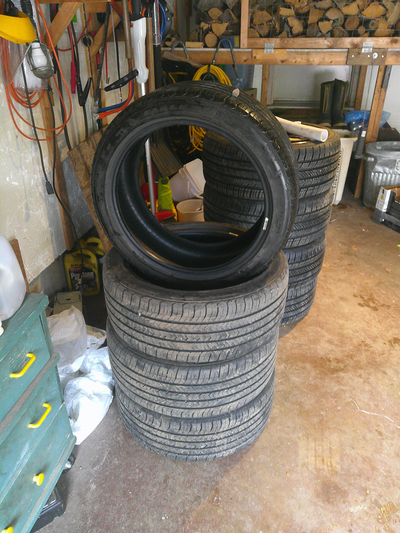 I have 4 Eagle Sport tires for sale. Only worn approx. 1/8 inch . Picture shows wear bar area