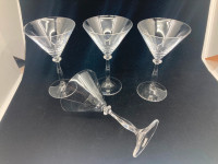 4 verres coupes martini cristal vintage