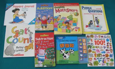 Primary/Jr Math Books Time, Money, Shapes, Flashcard, Tables, View more