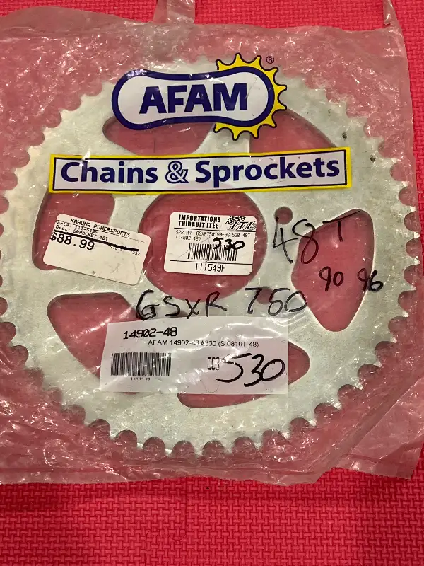 Suzuki Gsxr 750 AFAM Rear Sprocket 530 size chain 48t  14902-48 in Other in Barrie - Image 5