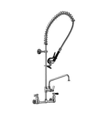 The Thorinox 8" Center Mount Pre-Rinse Faucet with Nozzle and Flexible Hose is designed for professi...