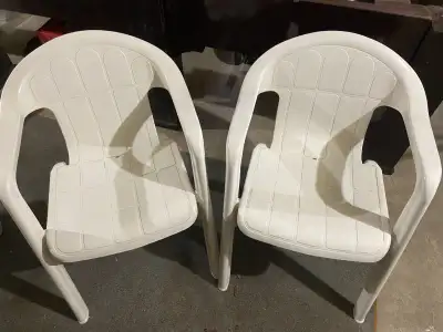 White Plastic Outdoor/Patio Chairs ($12.00 Each), View more