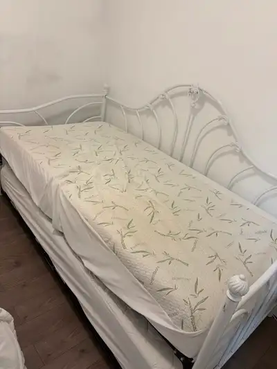 Twin high riser bed frame. In good condition., View more