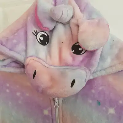 Fuzzy Warm KIds Rainbow Unicorn Onsie, View more