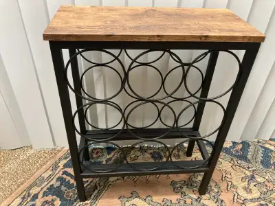 NEW Wine Rack 9 Bottles Black Metal Wood Table Top 24.5x19x8.25", View more