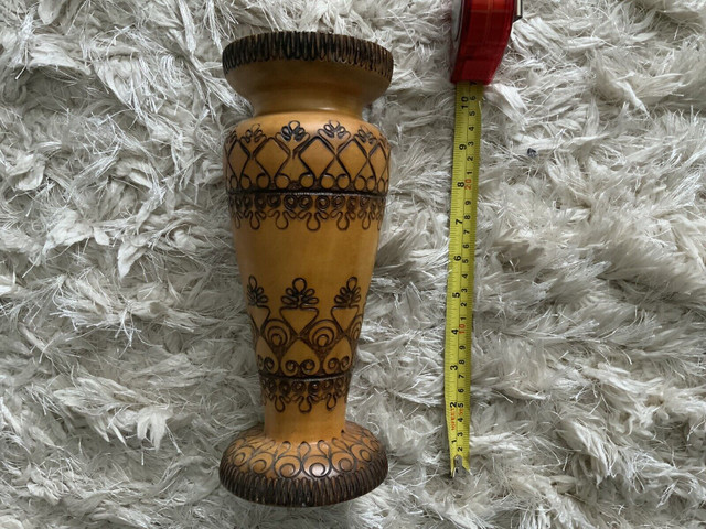 Vintage Polish or Ukrainian Wood Carved Vase 10” in Arts & Collectibles in City of Toronto