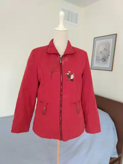 vintage red embroidered coat! size S, View more
