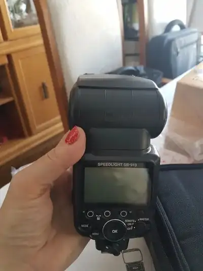 Pic #1- Nikon SB-910 AF Speedlight (flash), included all original accessories, case and manual. used...