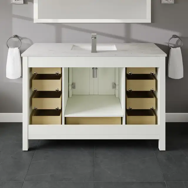 42” Bathroom Vanity White with Carrara Quartz Top – BOXED NEW in Cabinets & Countertops in Oakville / Halton Region - Image 4