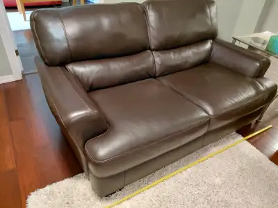 Leather couch brown 2 seat, View more