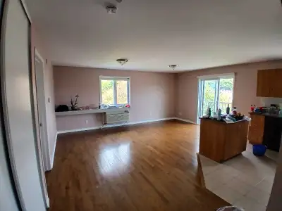 This bright 1-bedroom apartment features beautiful hardwood flooring, a private balcony, and an open...