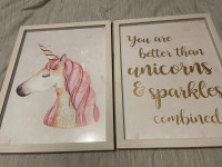 Unicorn themed framed pictures