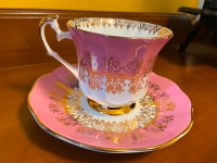 Vintage Elizabethan Pink and Gold Tea Cup and Saucer