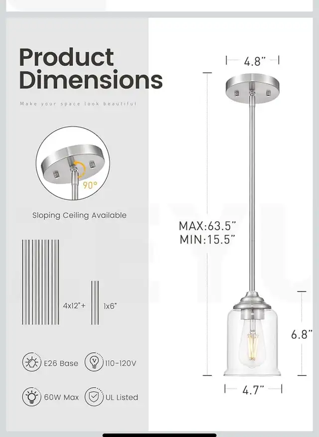 Light Pendant in Indoor Lighting & Fans in Mississauga / Peel Region - Image 2
