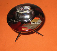 Flying Saucer /UFO Style Table Lighter 3 Legged Hand Painted