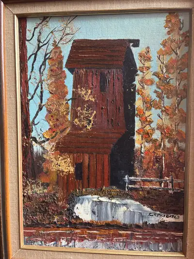 Original Vintage Oil Painting  "Old Pioneer Tower, Kitchener" by, View more