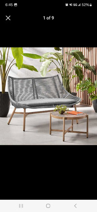 hometrends Skyler Loveseat & Table Set Outdoor Patio Sofa
