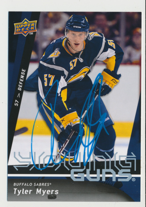 TYLER MYERS BUFFALO SABRES EXTRA RARE SIGNED UD YOUNG GUNS CARD in Arts & Collectibles in Oakville / Halton Region