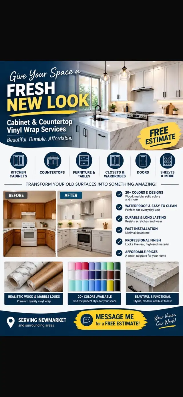 Cabinet Makeover Vinyl Wraps  in Kitchen & Dining Wares in City of Toronto - Image 7