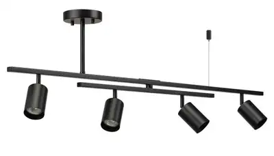 Globe Electric 4 Light Adjustable Track Bar, Matte Black - New, View more