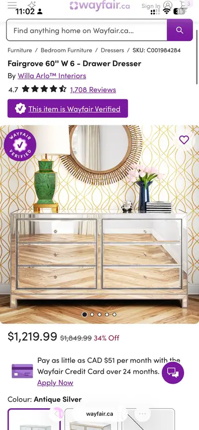 mirrored drawer dresser console entryway table, View more