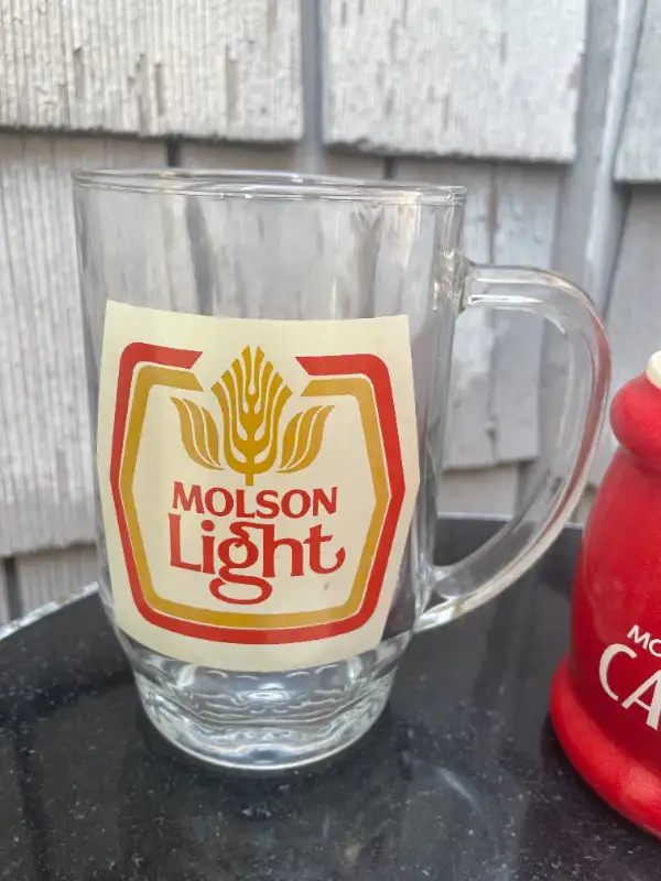 Vtg Molson Lot Light Beer Glass Two Canada Koozies Button & Ski in Arts & Collectibles in Richmond - Image 4