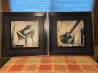 Set of piano and guitar framed painting 